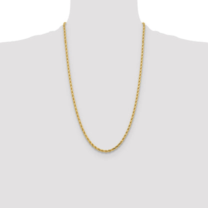 26 Inch 10K Yellow Gold 4.25mm Diamond-Cut Rope Chain Necklace