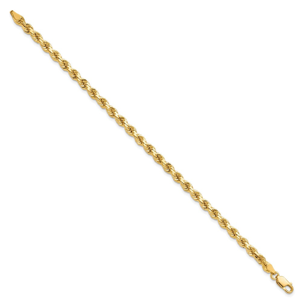 7 Inch 10K Yellow Gold 4.25mm Diamond-Cut Rope Chain Bracelet