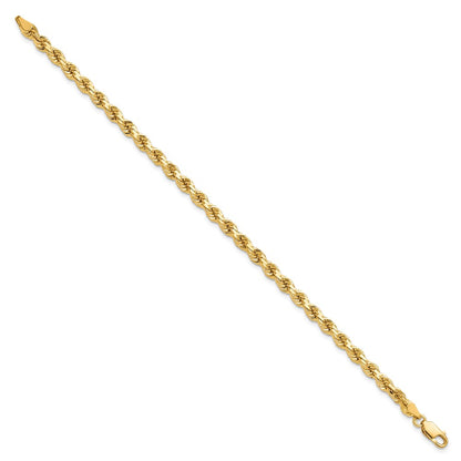 8 Inch 10K Yellow Gold 4.25mm Diamond-Cut Rope Chain Bracelet