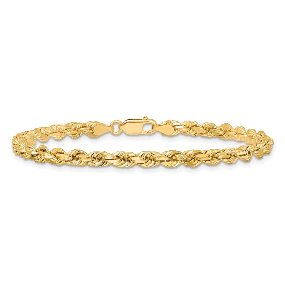 8 Inch 10K Yellow Gold 4.25mm Diamond-Cut Rope Chain Bracelet