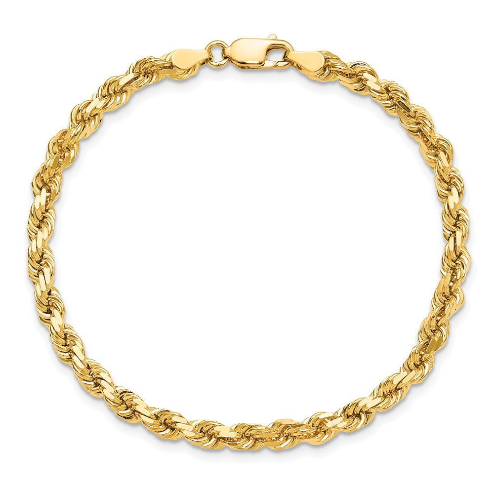 7 Inch 10K Yellow Gold 4.25mm Diamond-Cut Rope Chain Bracelet