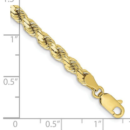 7 Inch 10K Yellow Gold 4.25mm Diamond-Cut Rope Chain Bracelet