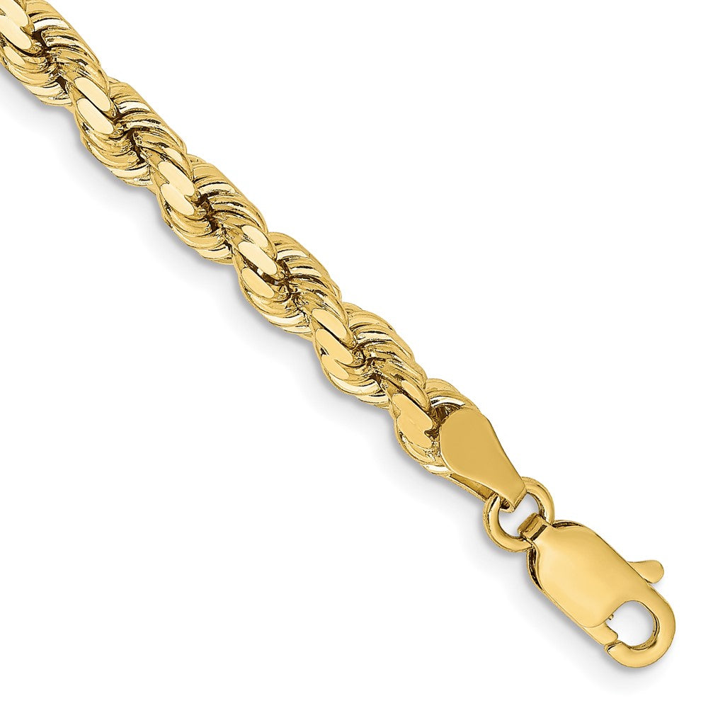 7 Inch 10K Yellow Gold 4.25mm Diamond-Cut Rope Chain Bracelet