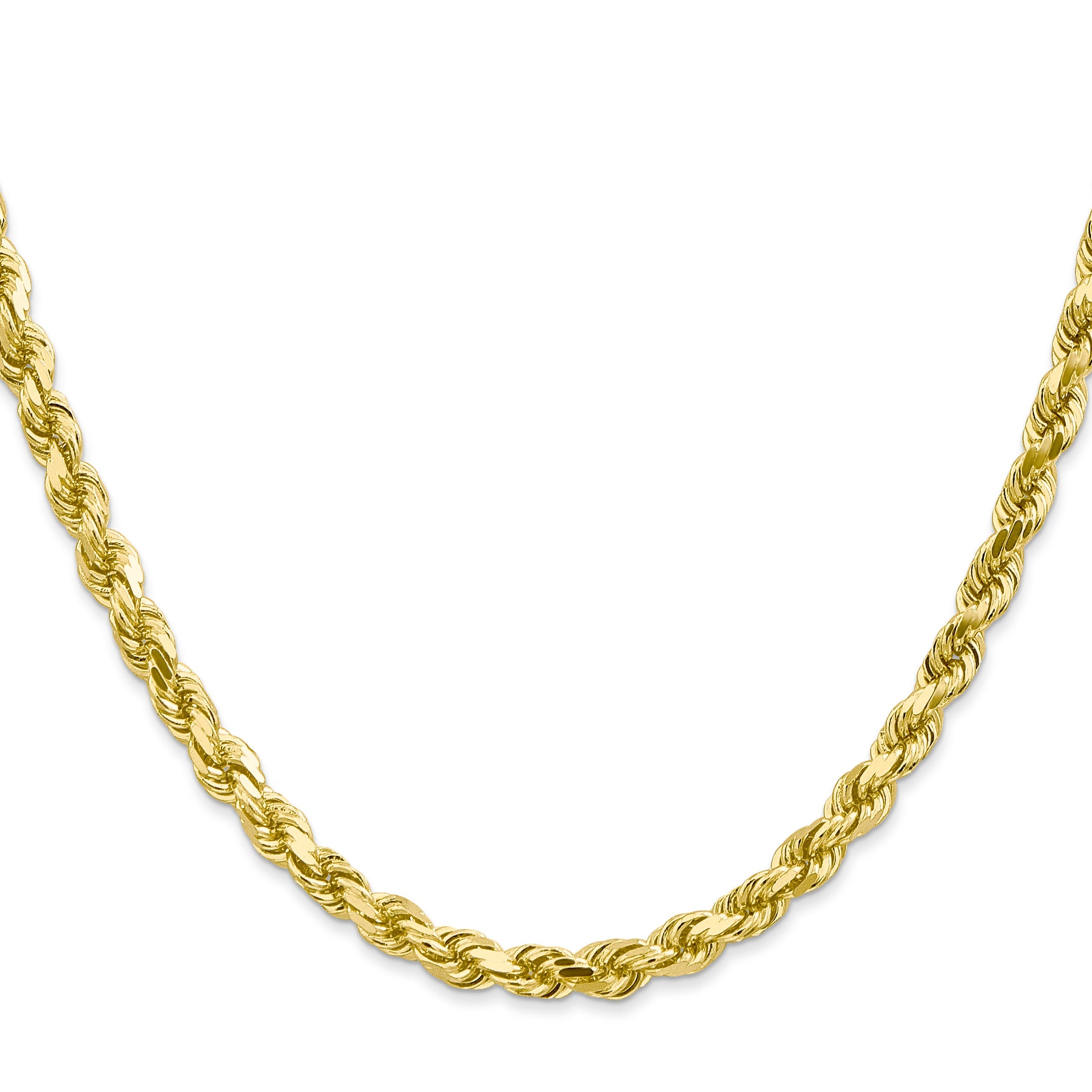 30 Inch 10K 4.5mm Diamond-Cut Rope Chain Necklace