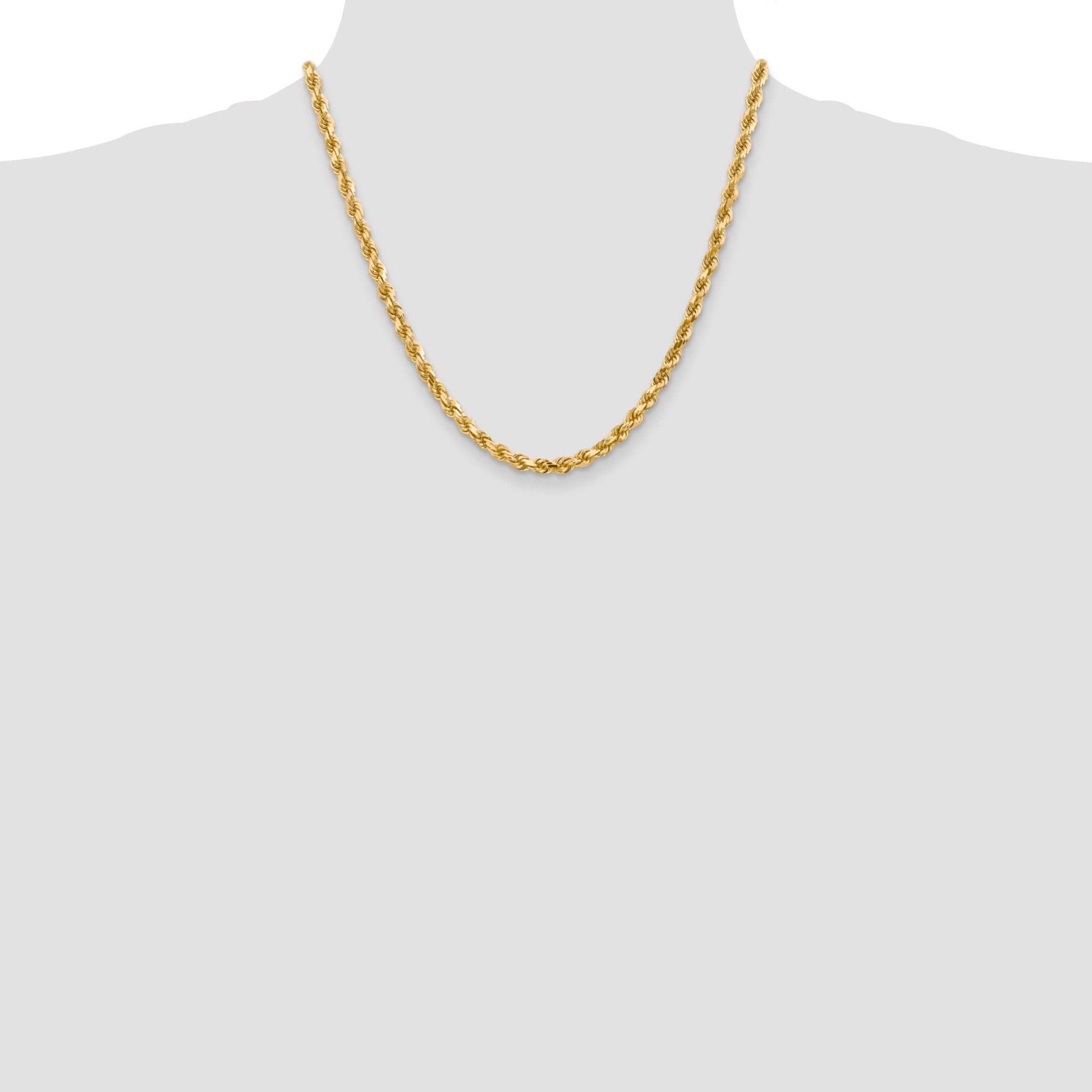 20 Inch 10K 4.5mm Diamond-Cut Rope Chain Necklace
