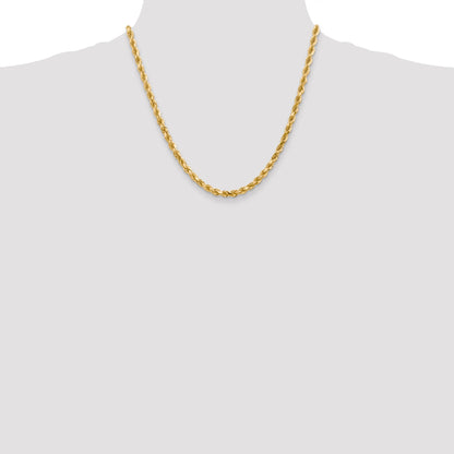 20 Inch 10K 4.5mm Diamond-Cut Rope Chain Necklace