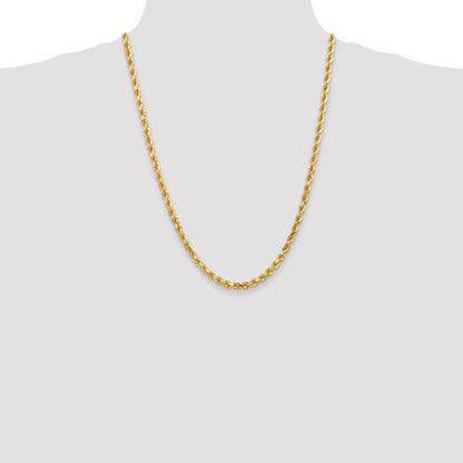 24 Inch 10K 4.5mm Diamond-Cut Rope Chain Necklace