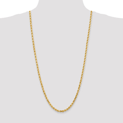 30 Inch 10K 4.5mm Diamond-Cut Rope Chain Necklace