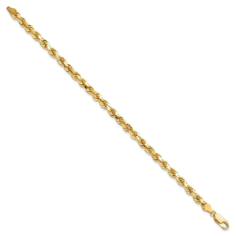 7 Inch 10k Yellow Gold 4.5mm Diamond-Cut Rope Chain Bracelet