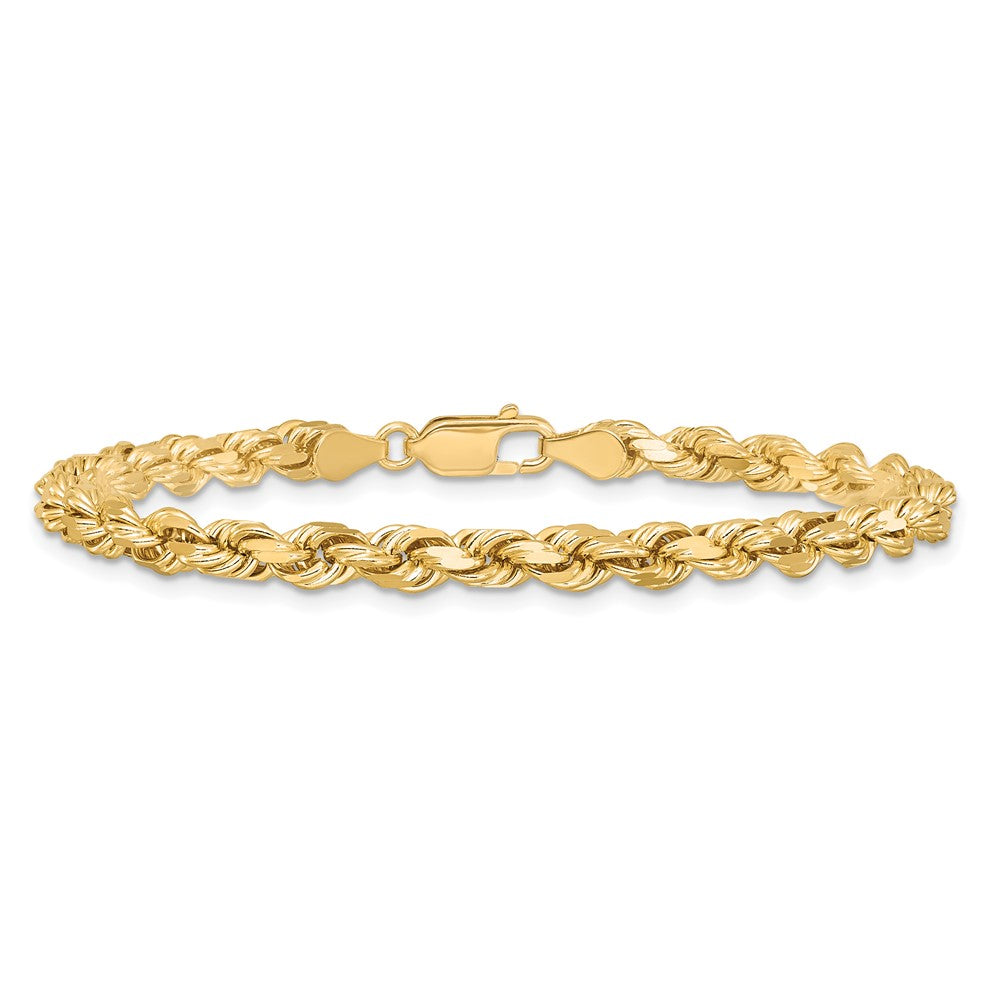 8 Inch 10k Yellow Gold 4.5mm Diamond-Cut Rope Chain Bracelet