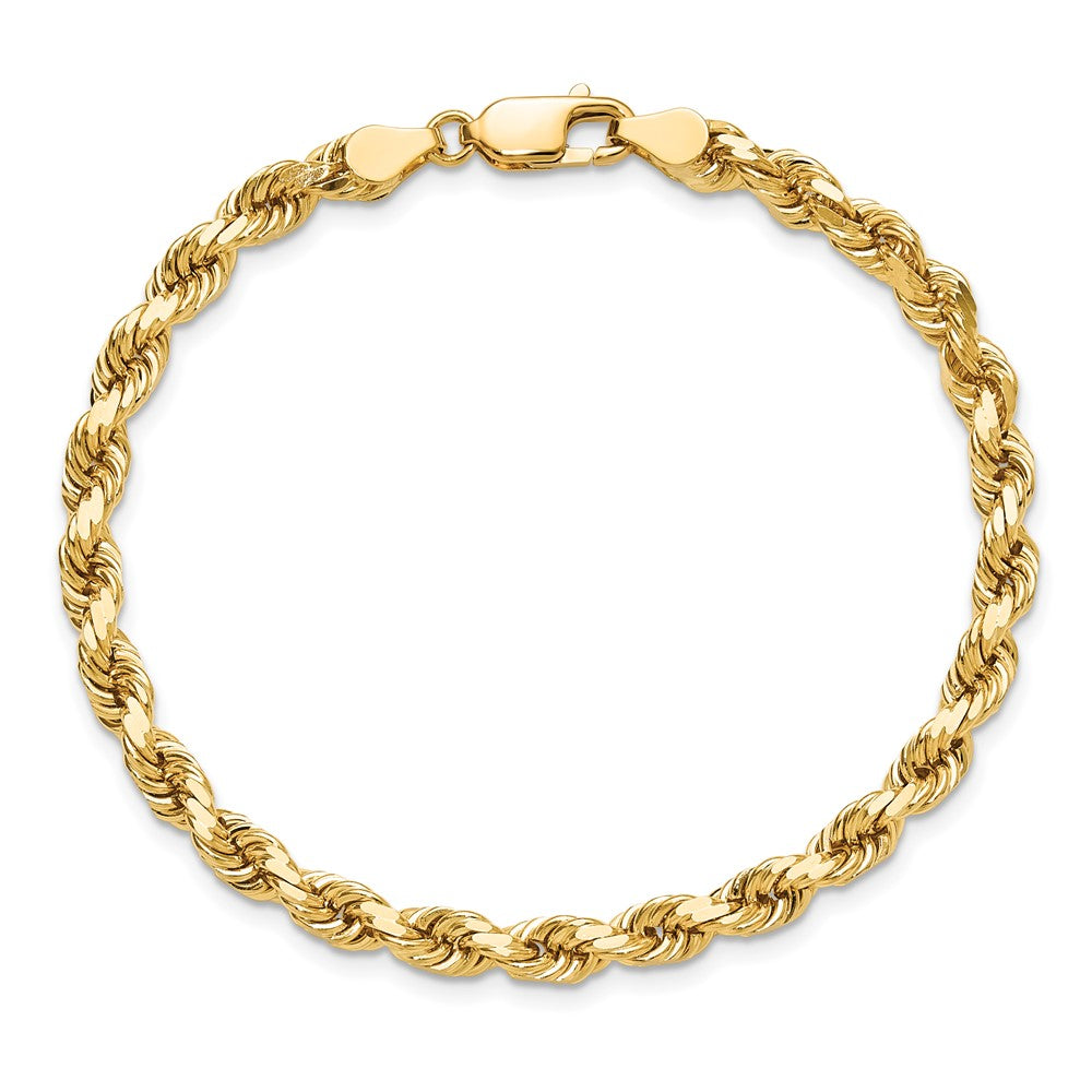 8 Inch 10k Yellow Gold 4.5mm Diamond-Cut Rope Chain Bracelet