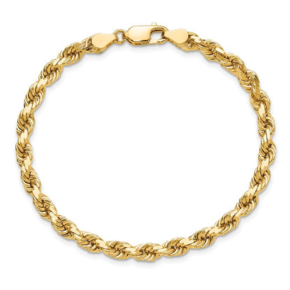 8 Inch 10k Yellow Gold 4.5mm Diamond-Cut Rope Chain Bracelet