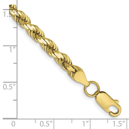 8 Inch 10k Yellow Gold 4.5mm Diamond-Cut Rope Chain Bracelet