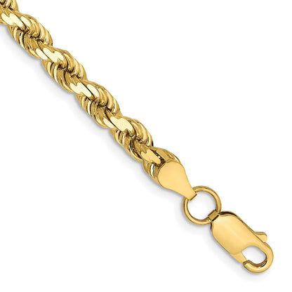 8 Inch 10k Yellow Gold 4.5mm Diamond-Cut Rope Chain Bracelet