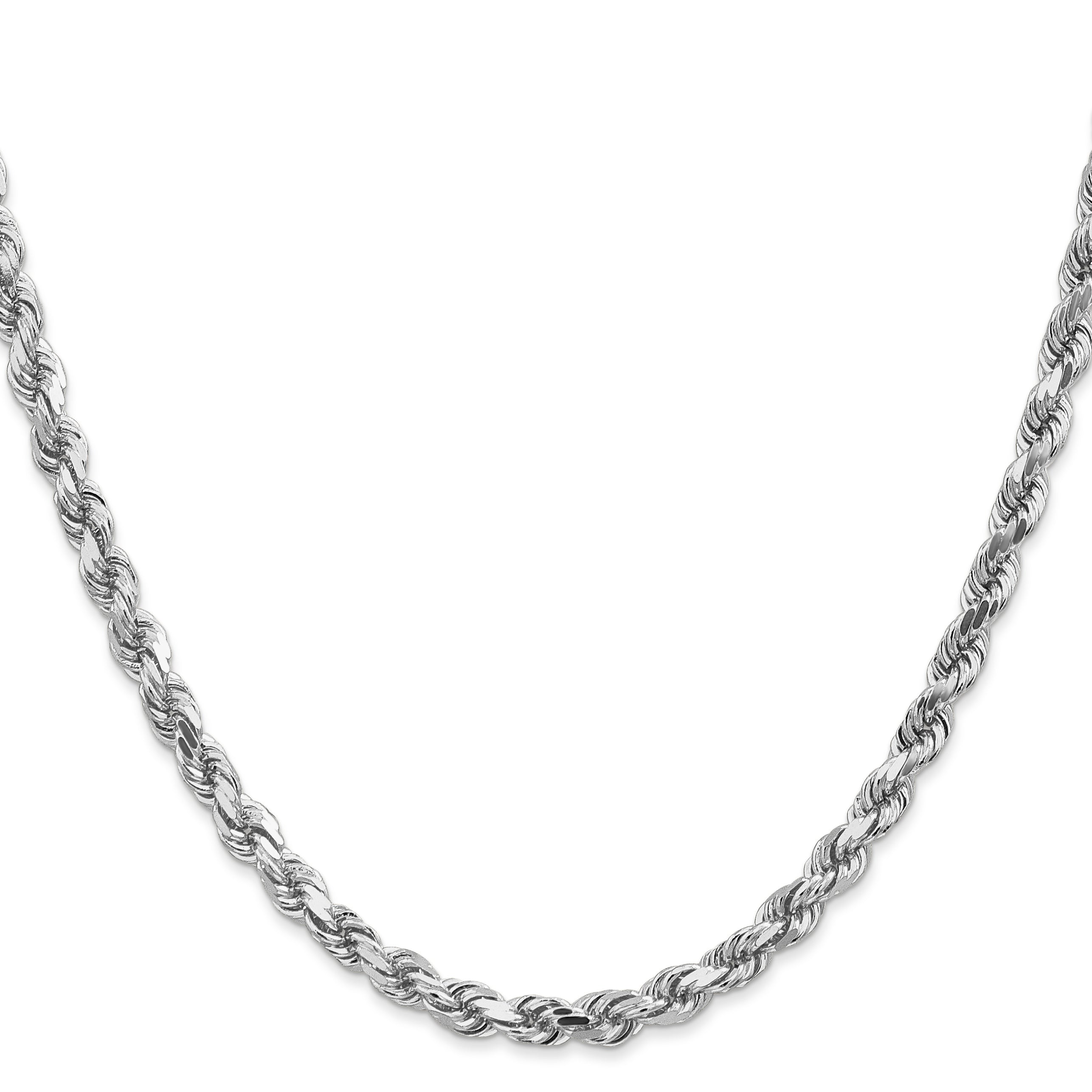 2 Inch 10K White Gold 4.5mm Diamond-Cut Rope Chain Necklace