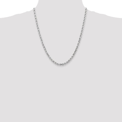 10K White Gold 4.5mm Diamond-Cut Rope Chain