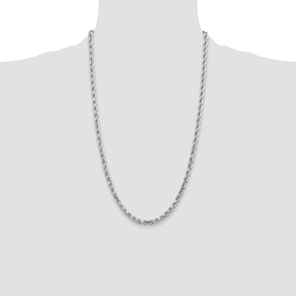10K White Gold 4.5mm Diamond-Cut Rope Chain