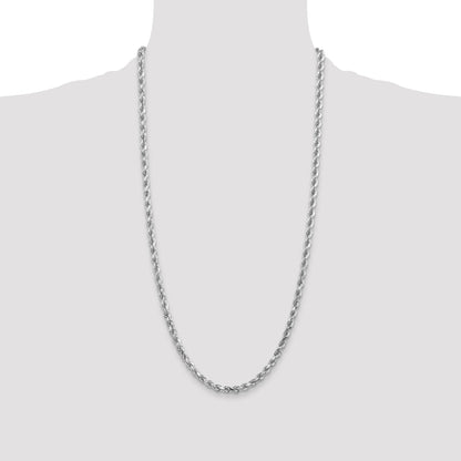 10K White Gold 4.5mm Diamond-Cut Rope Chain