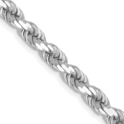 24 Inch 10K White Gold 4.5mm Diamond-Cut Rope Chain Necklace
