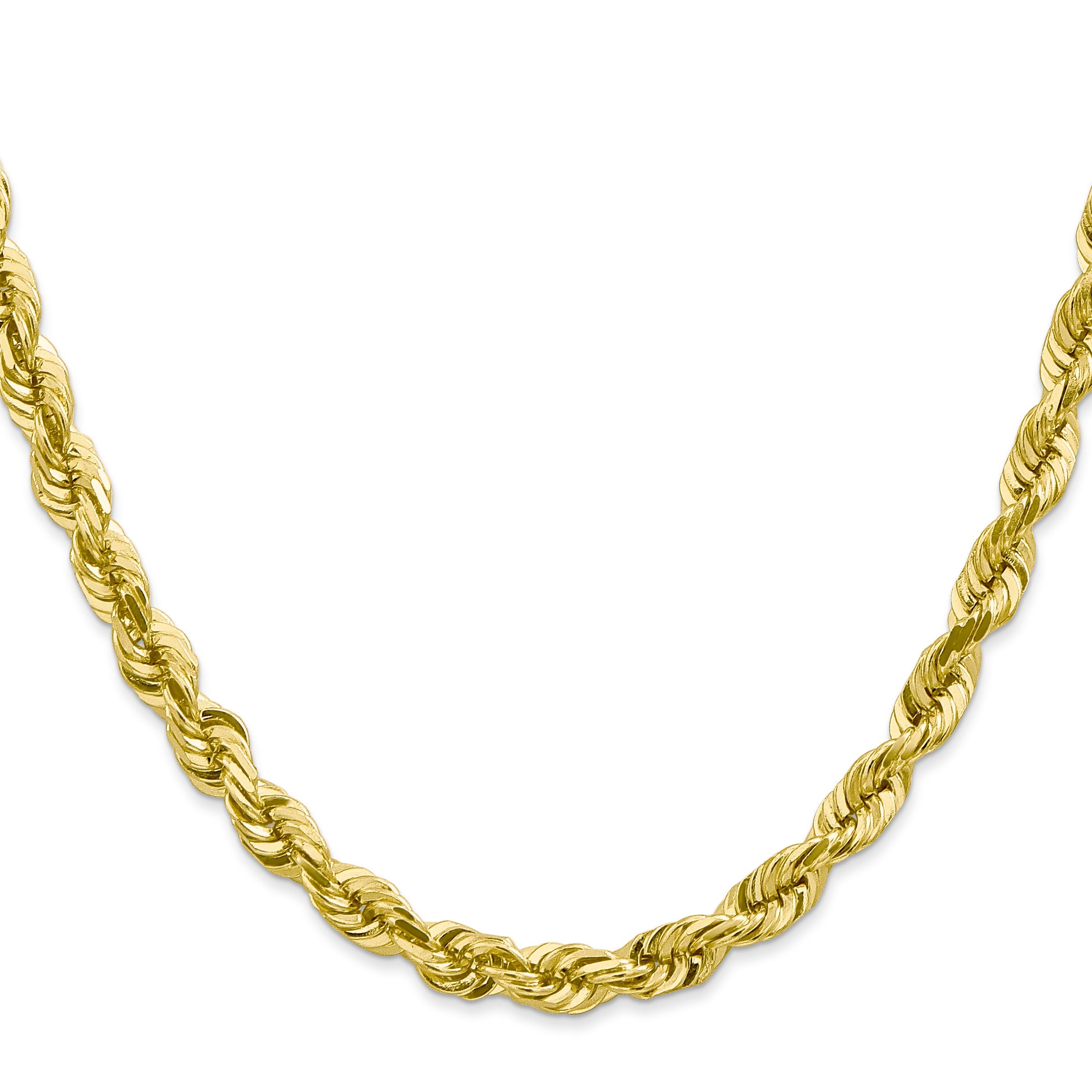 20 Inch 10K 5.5mm Diamond-Cut Rope Chain Necklace