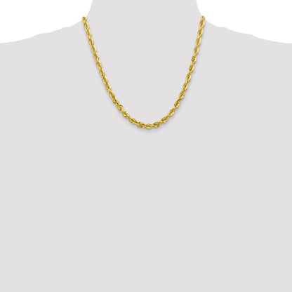 20 Inch 10K 5.5mm Diamond-Cut Rope Chain Necklace