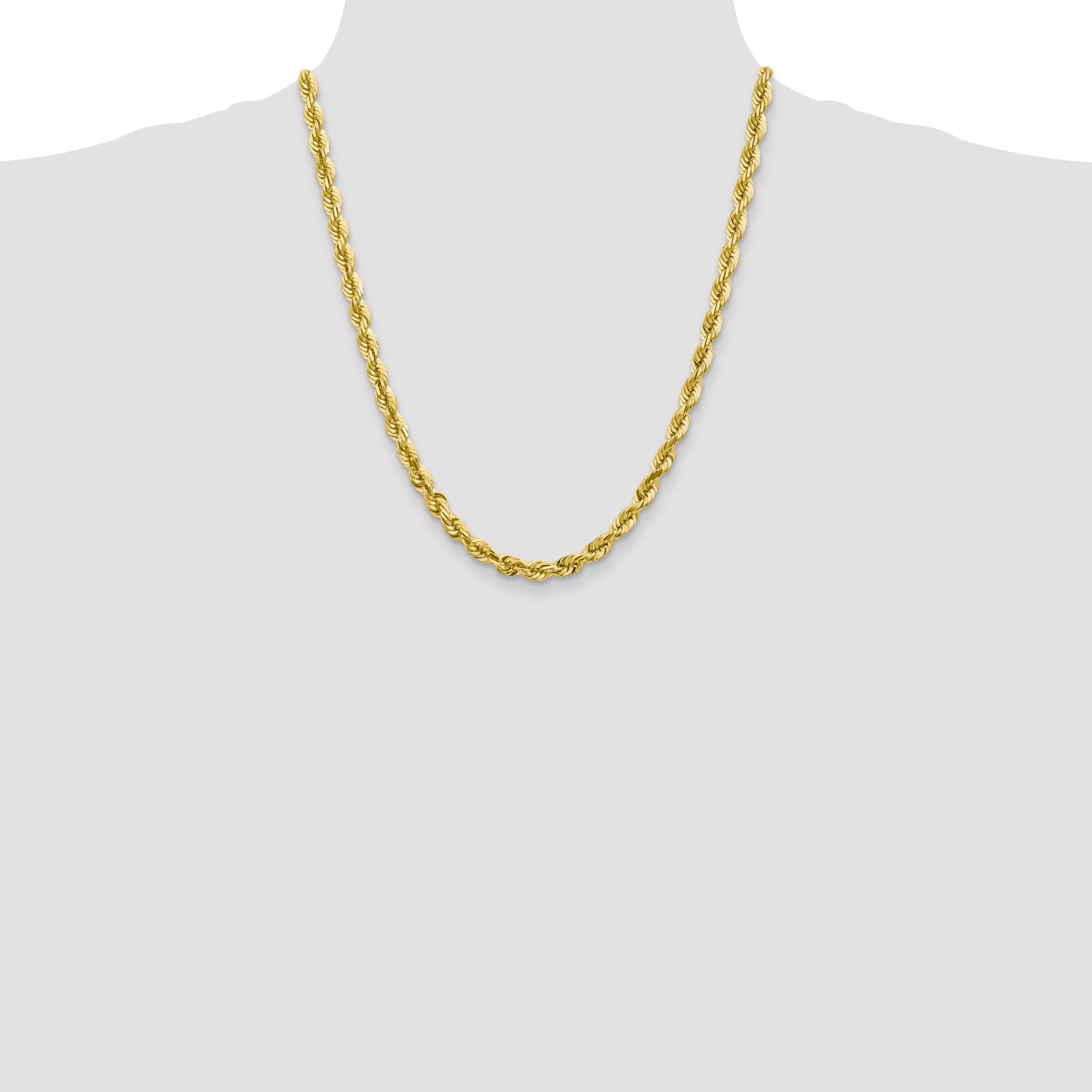 22 Inch 10K 5.5mm Diamond-Cut Rope Chain Necklace