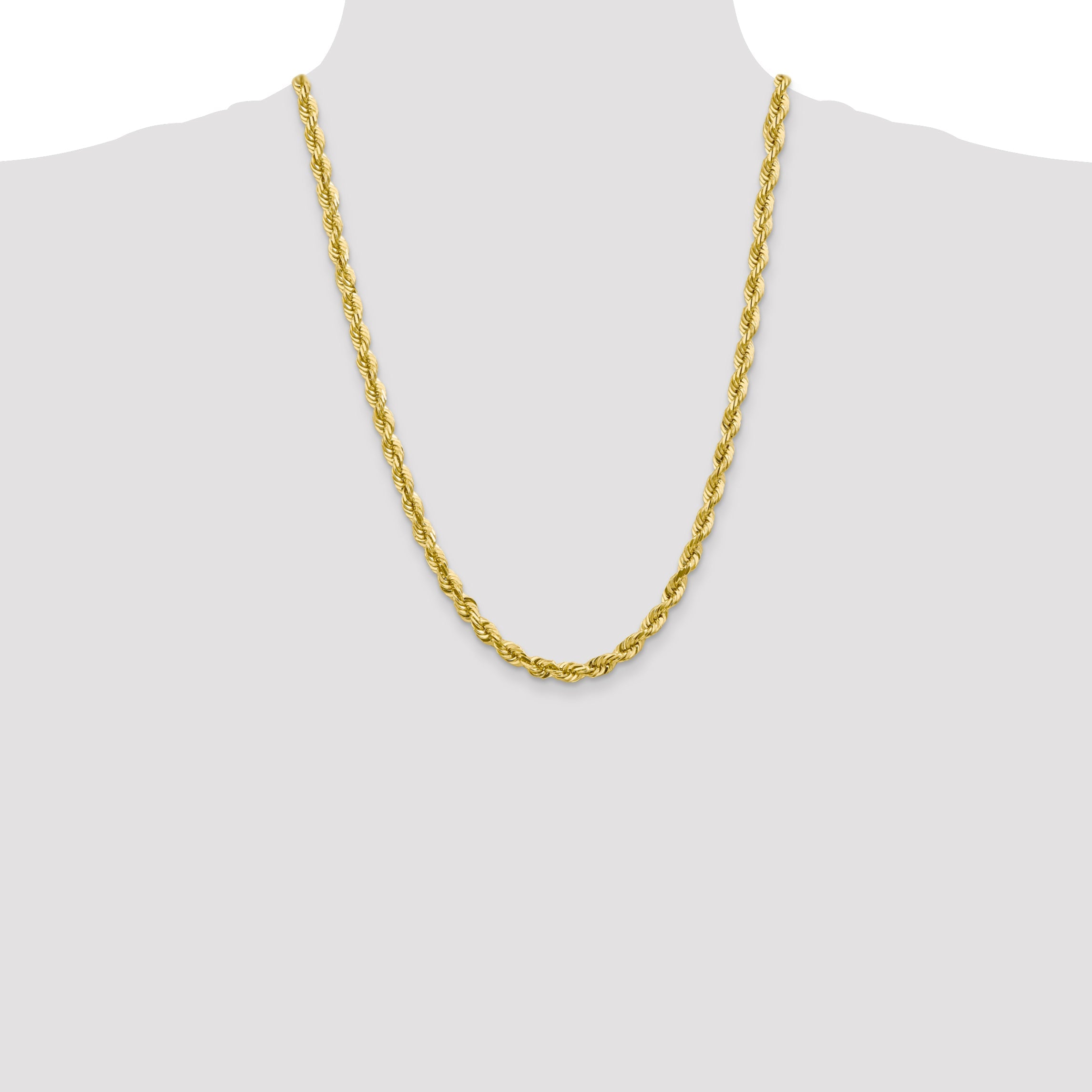 24 Inch 10K 5.5mm Diamond-Cut Rope Chain Necklace