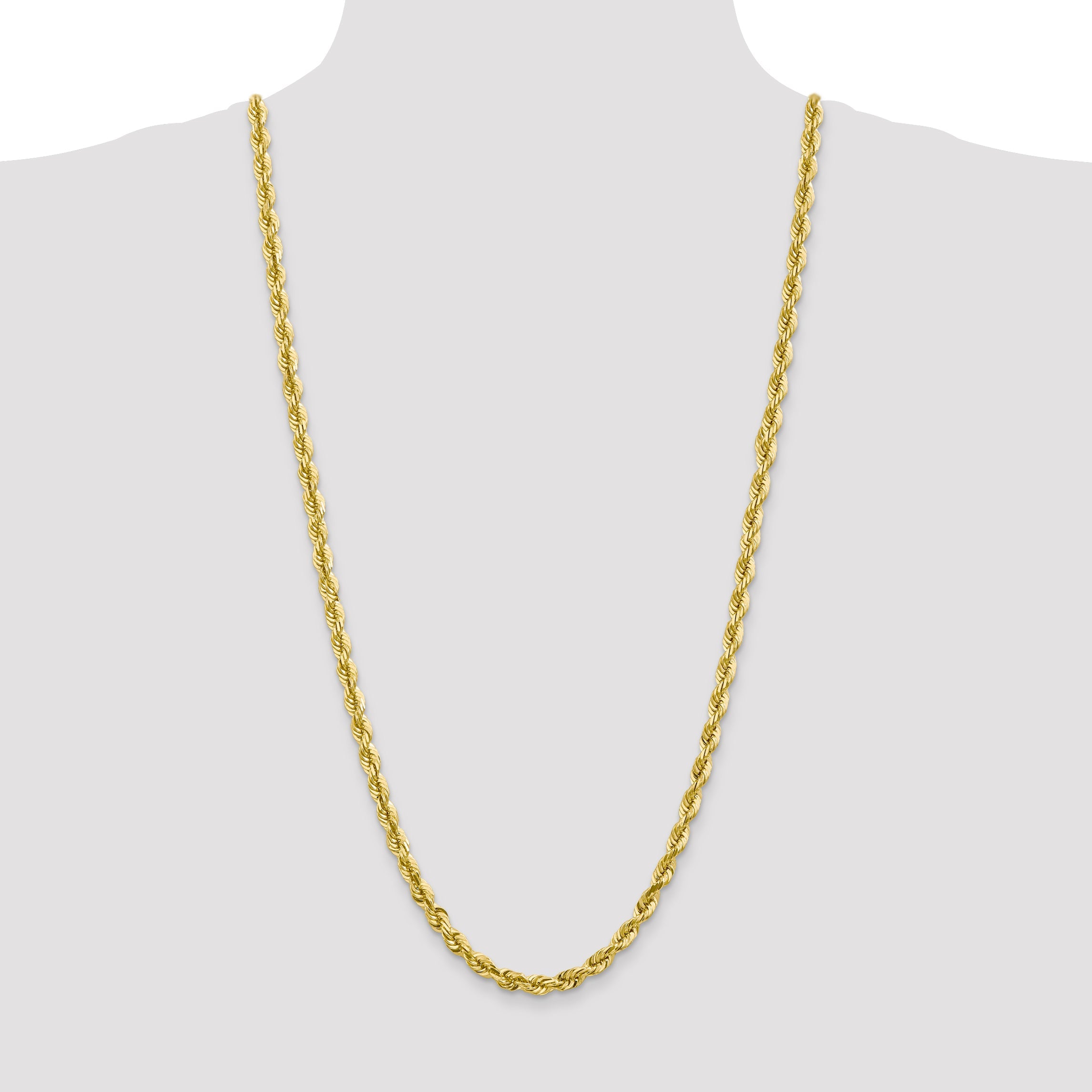 30 Inch 10K 5.5mm Diamond-Cut Rope Chain Necklace
