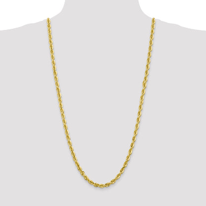30 Inch 10K 5.5mm Diamond-Cut Rope Chain Necklace