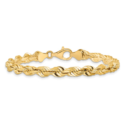 8 Inch 10k Yellow Gold 5.5mm Diamond-cut Rope Chain Bracelet