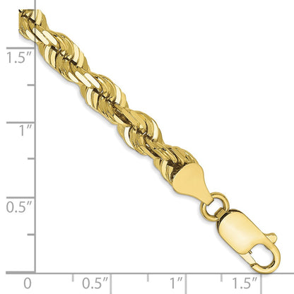 8 Inch 10k Yellow Gold 5.5mm Diamond-cut Rope Chain Bracelet