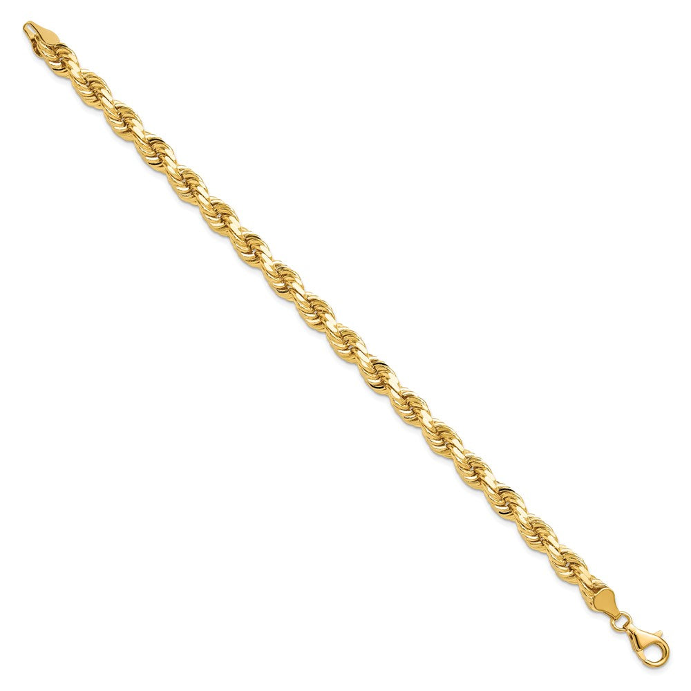 8 Inch 10K Yellow Gold 6.5mm Diamond-Cut Rope Chain Bracelet