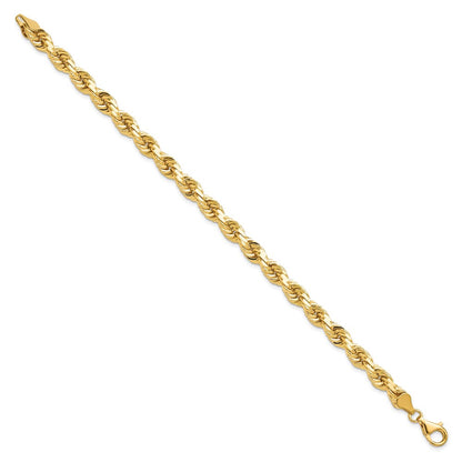 8 Inch 10K Yellow Gold 6.5mm Diamond-Cut Rope Chain Bracelet