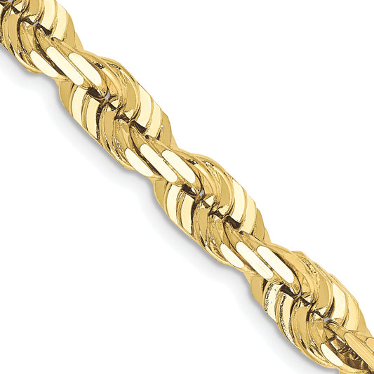 26 Inch 10K Yellow Gold 6.5mm Diamond-Cut Rope Chain Necklace