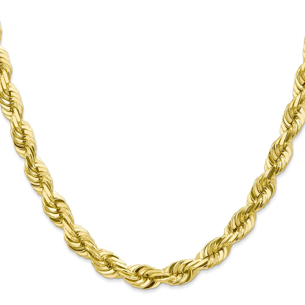 26 Inch 10K 7mm Diamond-Cut Rope Chain Necklace