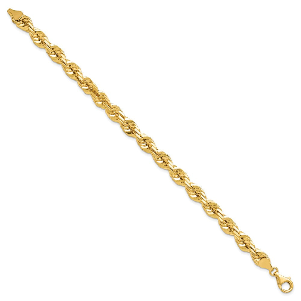 9 Inch 10K 7mm Diamond-Cut Rope Chain Bracelet