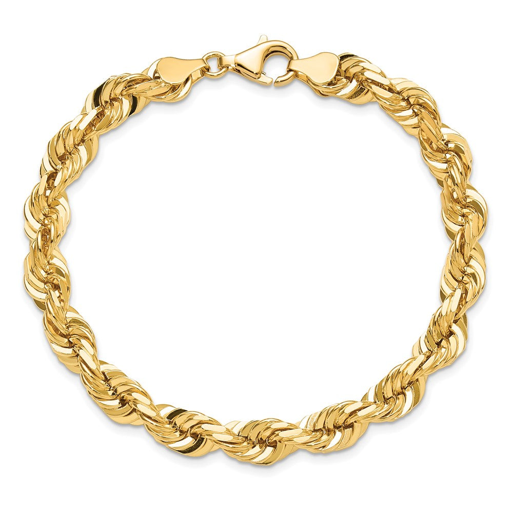9 Inch 10K 7mm Diamond-Cut Rope Chain Bracelet