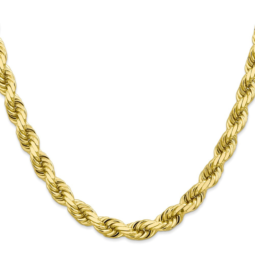 26 Inch 10K 8mm Diamond-Cut Rope Chain Necklace