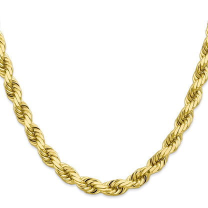 26 Inch 10K 8mm Diamond-Cut Rope Chain Necklace