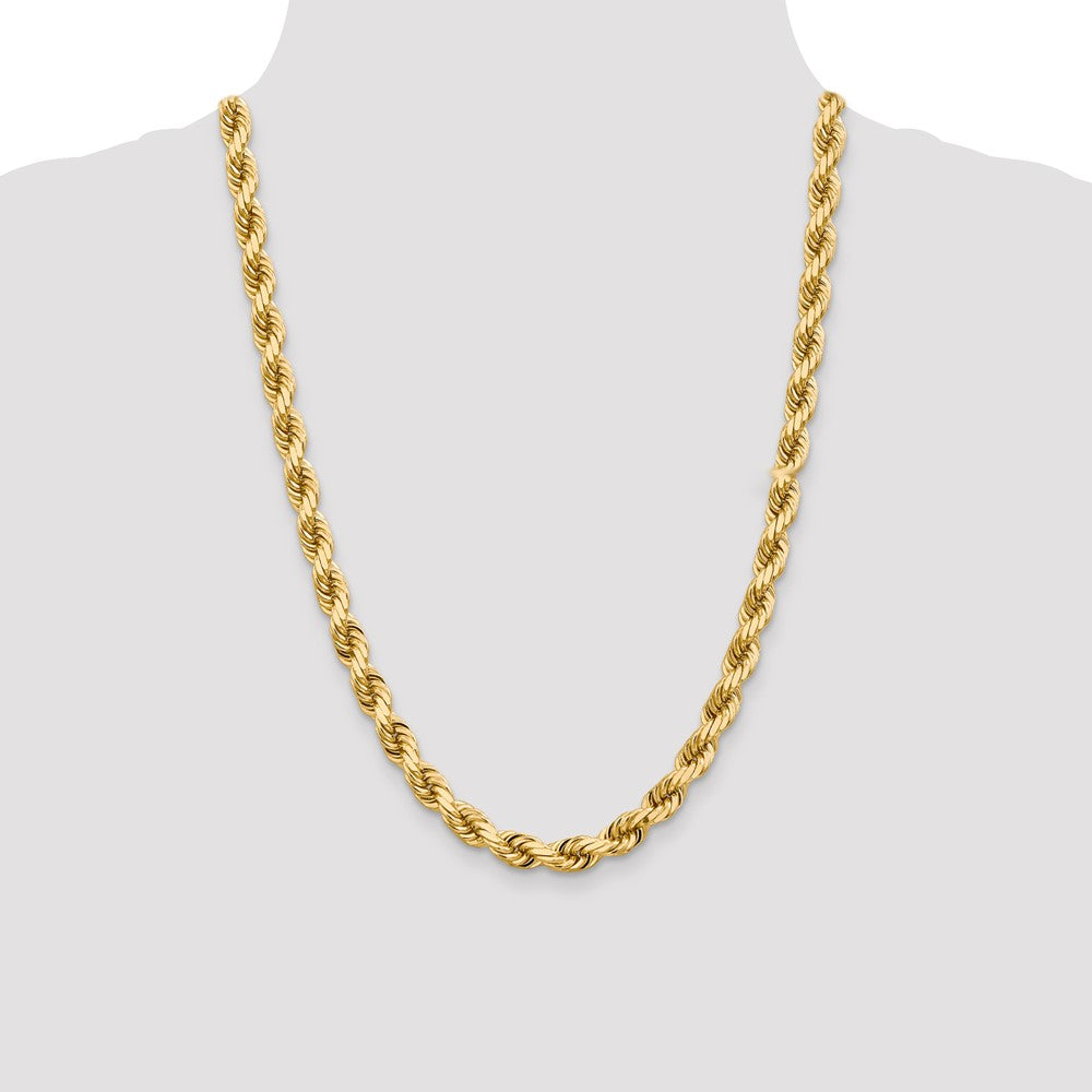 24 Inch 10K 8mm Diamond-Cut Rope Chain Necklace