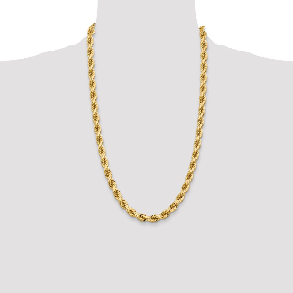 26 Inch 10K 8mm Diamond-Cut Rope Chain Necklace