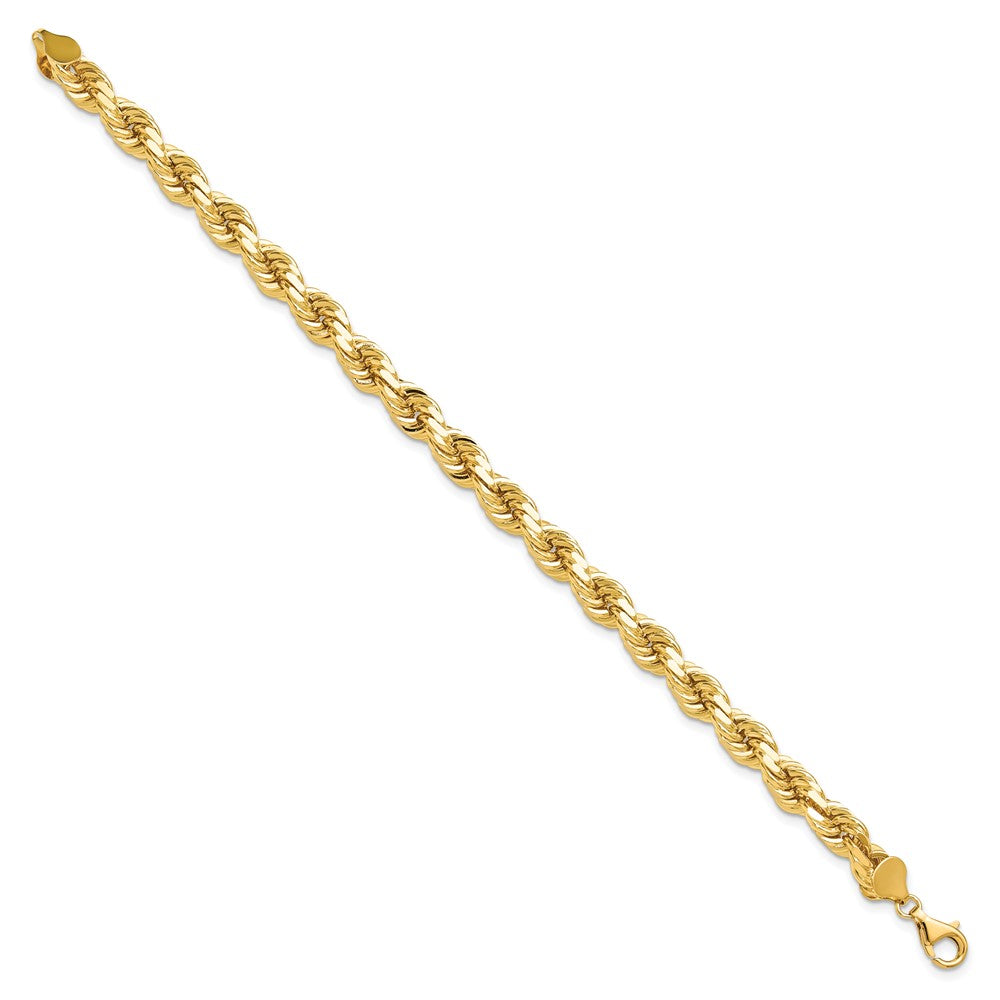 9 Inch 10K 8mm Diamond-Cut Rope Chain Bracelet