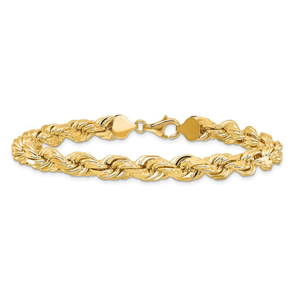 9 Inch 10K 8mm Diamond-Cut Rope Chain Bracelet
