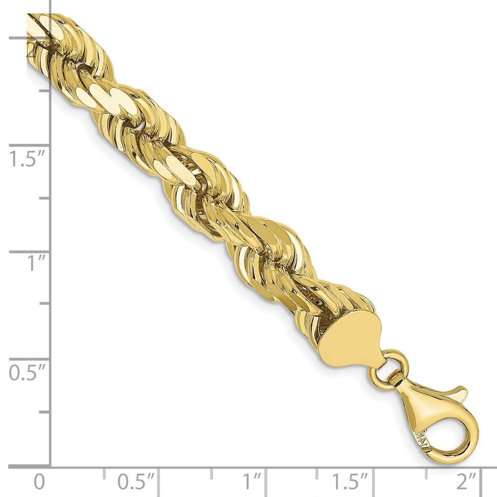 9 Inch 10K 8mm Diamond-Cut Rope Chain Bracelet