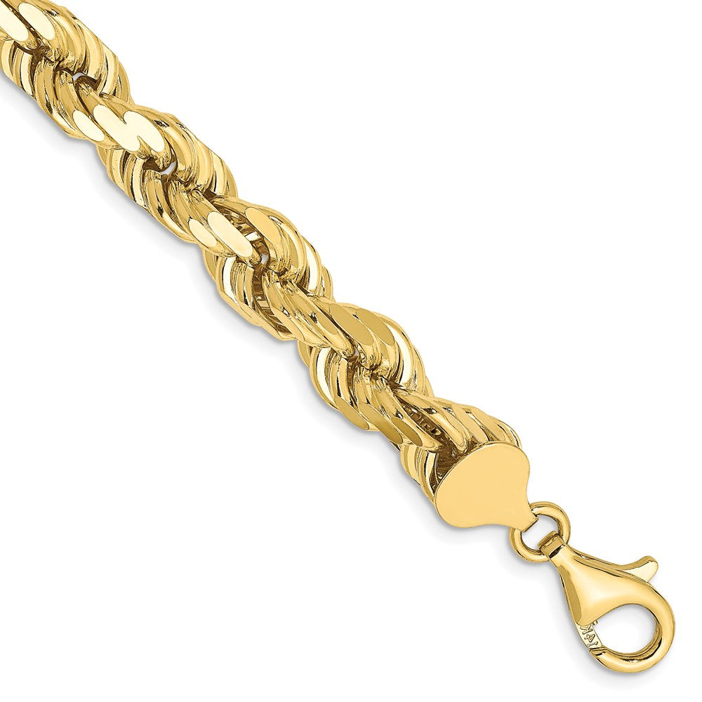 9 Inch 10K 8mm Diamond-Cut Rope Chain Bracelet