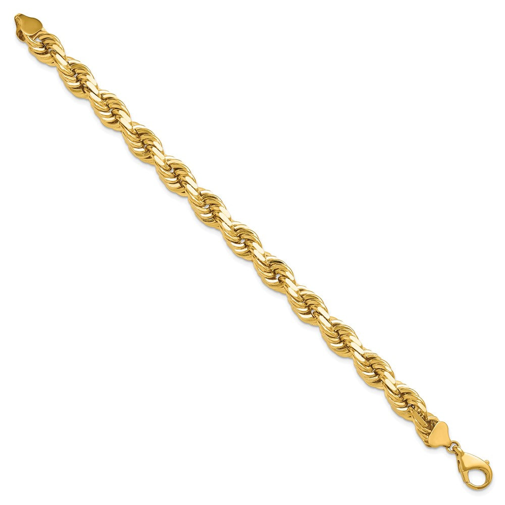 9 Inch 10K 10mm Diamond-Cut Rope Chain Bracelet