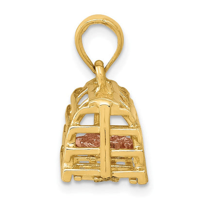 10K Two-Tone Two-Tone Polished 3-Dimensional Lobster Trap Pendant