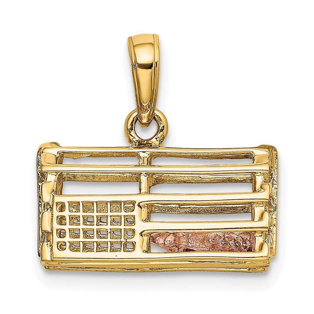 10K Two-Tone Two-Tone Polished 3-Dimensional Lobster Trap Pendant