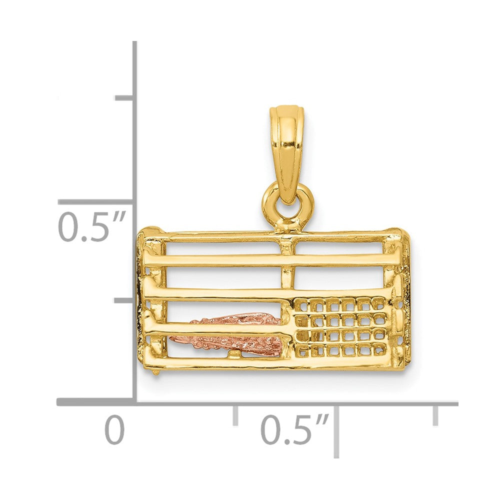 10K Two-Tone Two-Tone Polished 3-Dimensional Lobster Trap Pendant