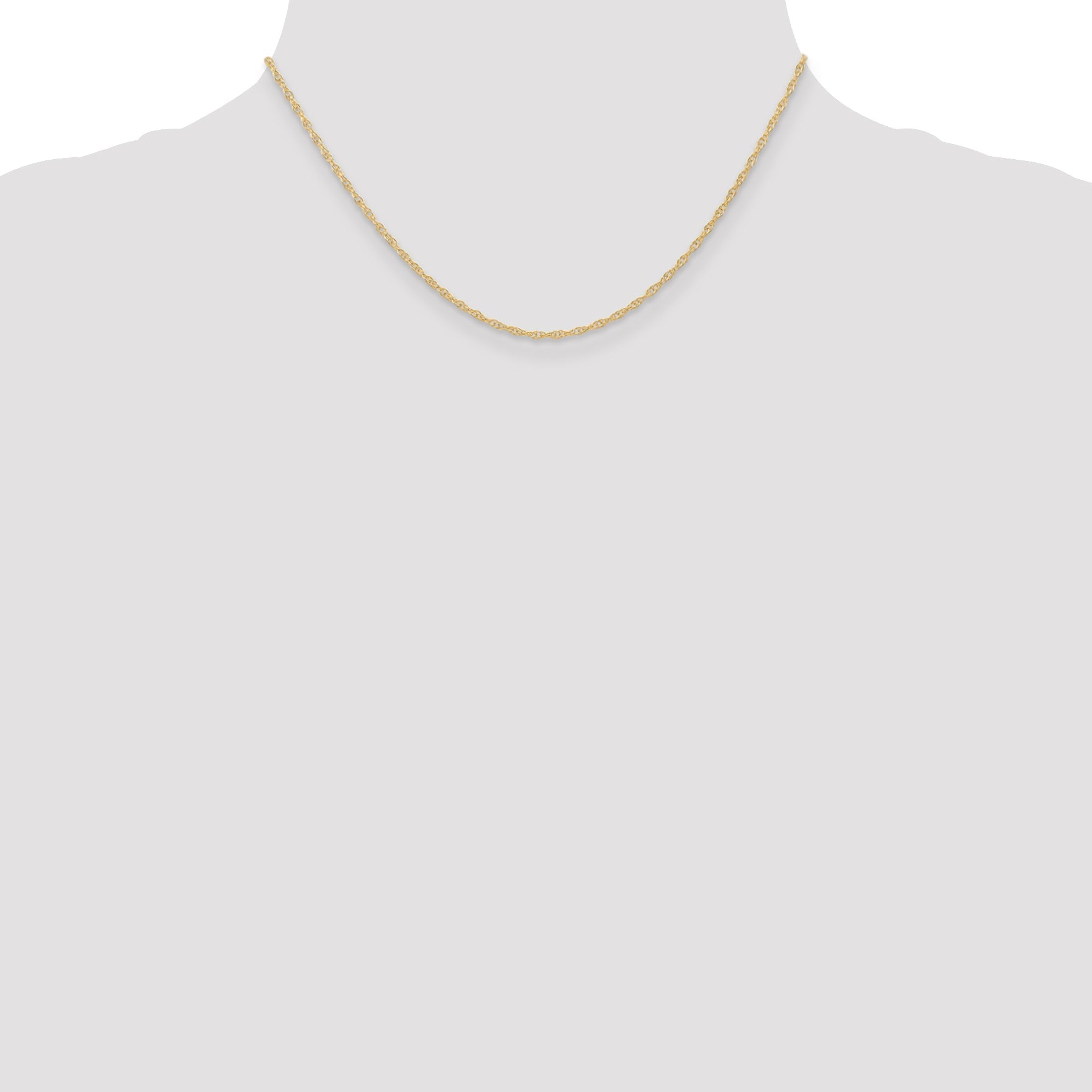 16 Inch 10K 1.35mm Carded Cable Rope Chain Necklace